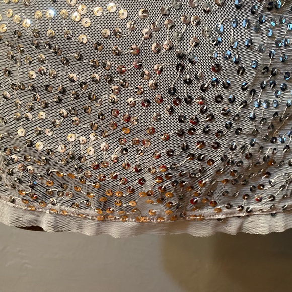 INC Semi sheer silver sequin short sleeve top - Picture 5 of 16